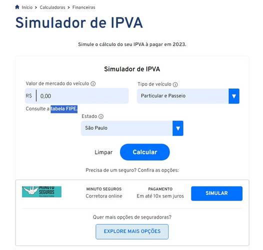 No site iDinheiro também é possível fazer cotações de seguro para seu veículo