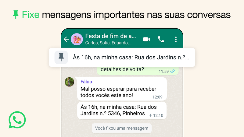 Fixar mensagens WhatsApp