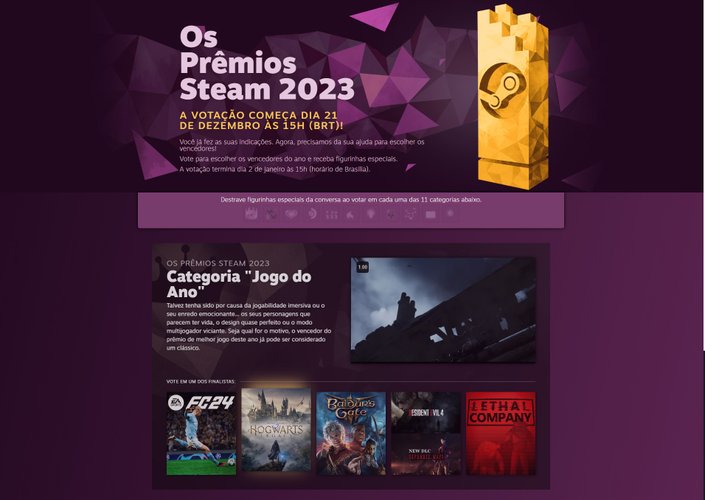 Premiação conta com categorias como “Feito com Amor”, “Melhor Jogo que Você Joga Mal” e mais.