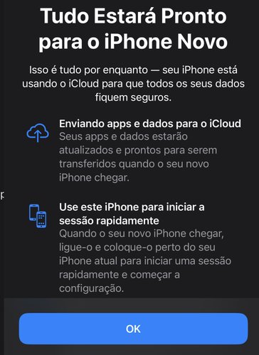 Quando essa mensagem surgir na tela, você poderá efetuar o backup de um iPhone para outro com segurança