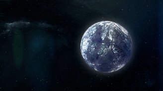 O conceito deste artista mostra um planeta rebelde, incrustado de gelo e com a massa da Terra, vagando sozinho pelo espaço.