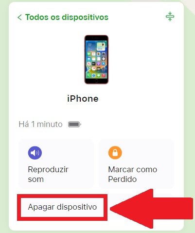 Clicando em "Apagar dispositivo" você inicia o processo de formatação do iOS do aparelho