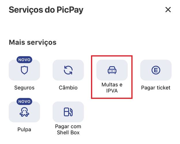 O PicPay também conta com uma opção para parcelar o IPVA pelo aplicativo