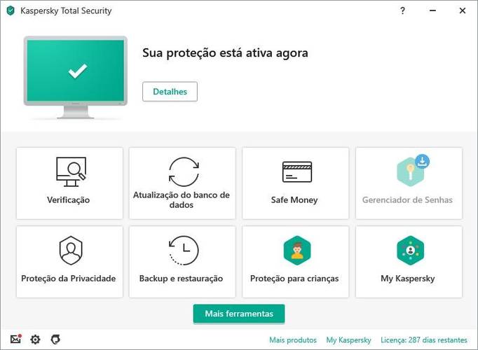 tela do antivírus Kaspersky