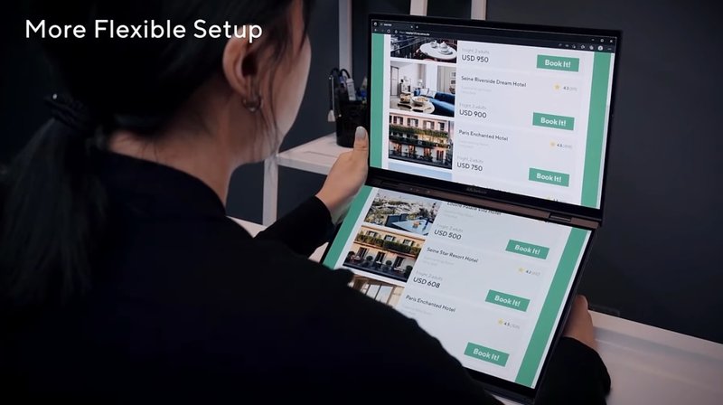 Uma das formas de uso do ZenBook Duo.