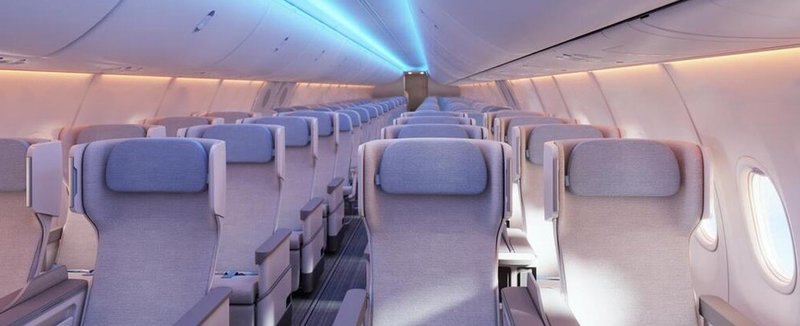 O interior de um 737 Max.