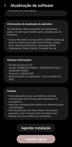 A One UI 6 pesa cerca de 3,3 GB no Galaxy S22 Ultra.