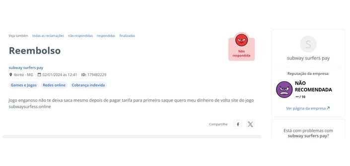 Se multiplicam os relatos de pessoas que sofreram golpes no Subway Pay (Imagem: Reprodução)