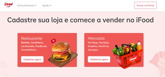 Você pode cadastrar um Restaurante ou um Mercado no iFood