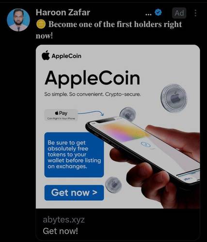O falso anúncio da AppleCoin.