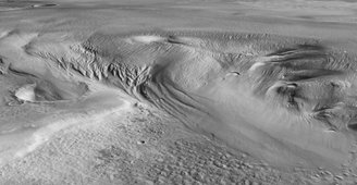 The image shows a region of the Medusae Fossae Formation.
