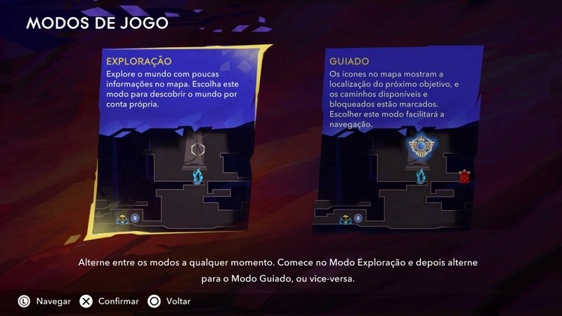 Descrição da Imagem: Menus de modos de jogo