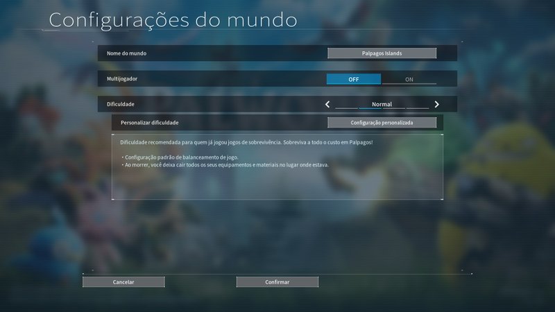 Ao criar um novo mundo, você terá como mudar todas as suas configurações