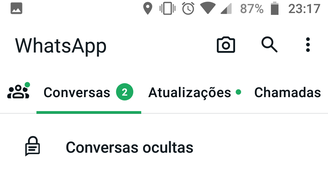 Todas as conversas ocultas ficarão agrupadas na mesma pasta.