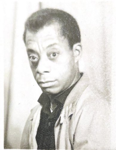 Um retrato de James Baldwin.