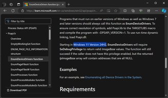 O trecho do documento menciona uma mudança estrutural do Windows 11 24H2.