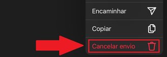 Aperte em "Cancelar envio" para excluir a mensagem