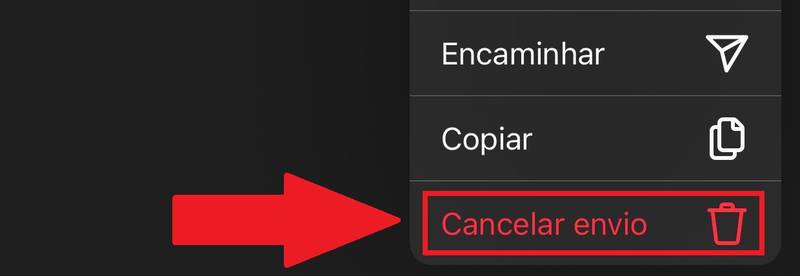 Aperte em "Cancelar envio" para excluir a mensagem