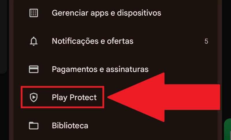 Aperte na opção "Play Protect"