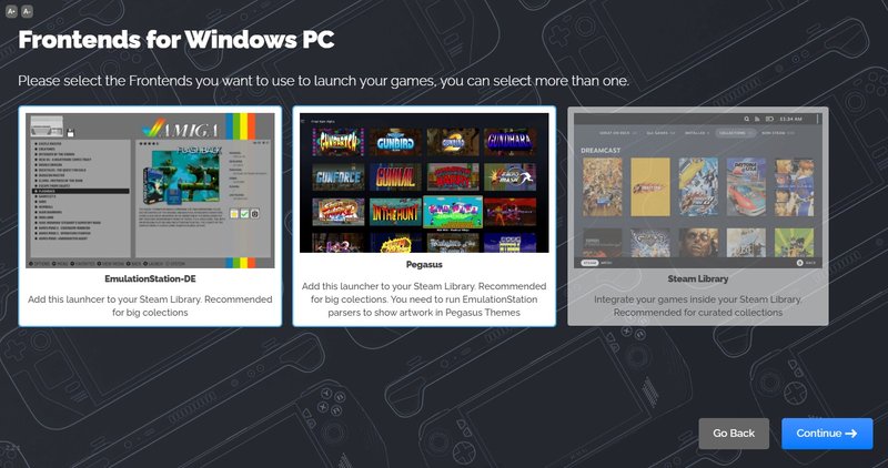 Há uma série de interfaces que podem ser utilizadas na versão de PC do EmuDeck