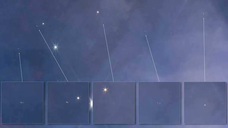 A imagem do JWST apresenta cinco planetas JuMBOs detectados na Nebulosa de Orion.