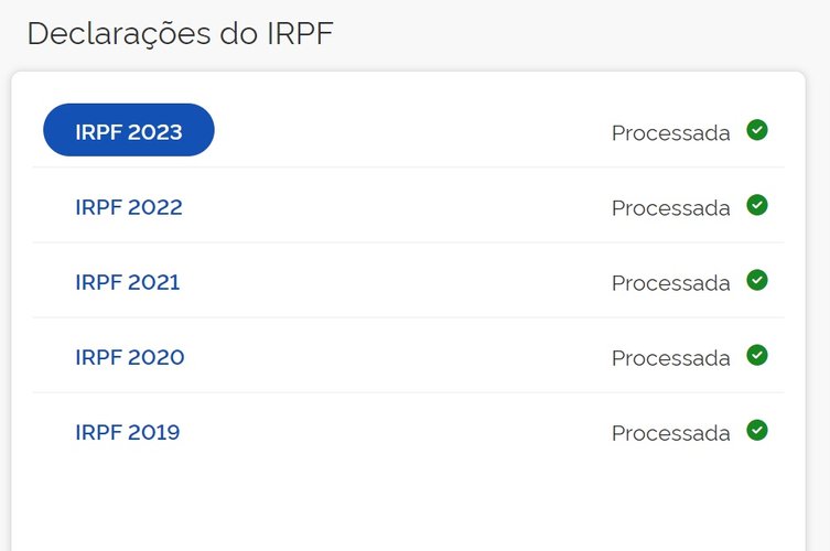 Escolha o ano da declaração que deseja consultar.