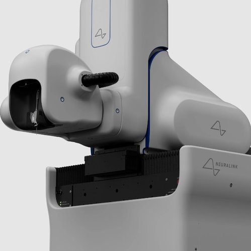 O equipamento automatizado da Neuralink que faz os implantes.