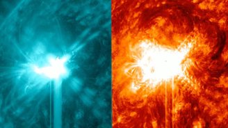 A imagem apresenta a explosão solar registrada durante a noite da última quarta-feira (21).