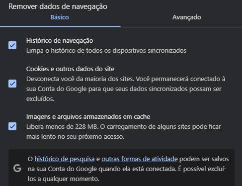 Os próprios navegadores contam com recursos para a limpeza do cache