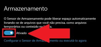 Ative o "Sensor de Armazenamento" liberar espaço em disco automaticamente