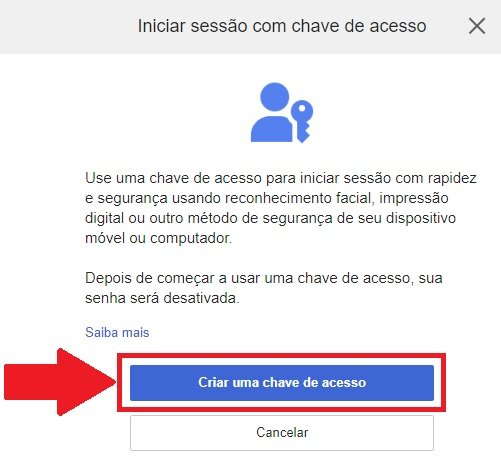 Depois de ler as instruções, continue com o processo de criação da Pass Key