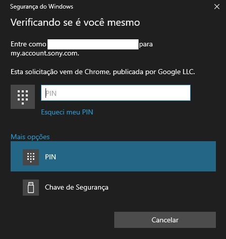 Agora será preciso se autenticar no Windows para ter acesso à sua conta na PSN