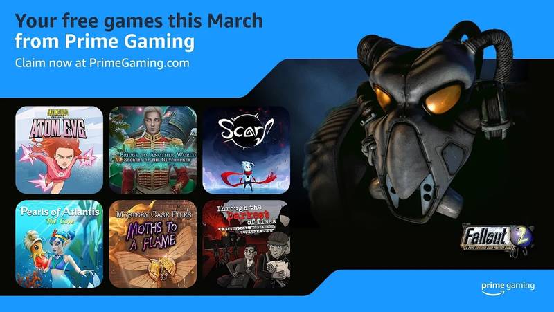 Lista com os jogos gratuitos de março para os assinantes do Prime Gaming.
