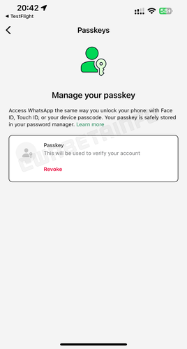 No WhatsApp Beta para iOS, testadores podem configurar a própria passkey.