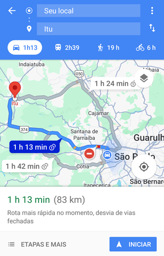 Indique o seu ponto de partida e destino no Google Maps. (Fonte: TecMundo/Reprodução)