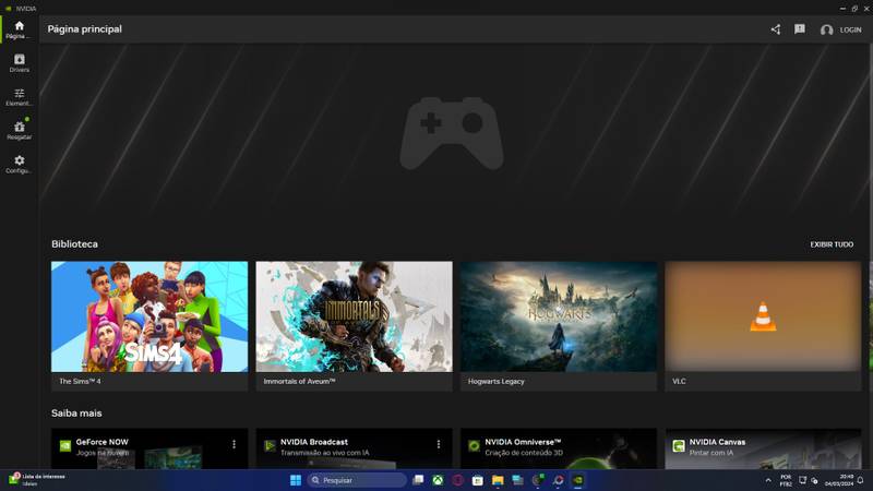 Nova interface do NVIDIA App