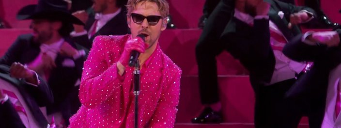 Imagem de: Oscar 2024: Ryan Gosling faz apresentação histórica com I'm Just Ken; assista!