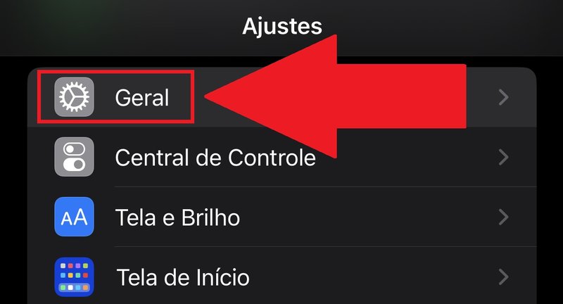 Desça a tela para achar a opção em "Geral"