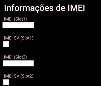 É possível visualizar o número do seu IMEI na tela que se abriu