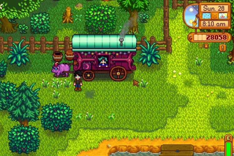 Carrinho de Viagem onde você poderá comprar a receita do Anel de Casamento em Stardew Valley.