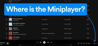 Location of the mini player icon in the app.