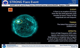 O comunicado oficial da NOAA fala em "FORTE Evento de Explosão Solar".