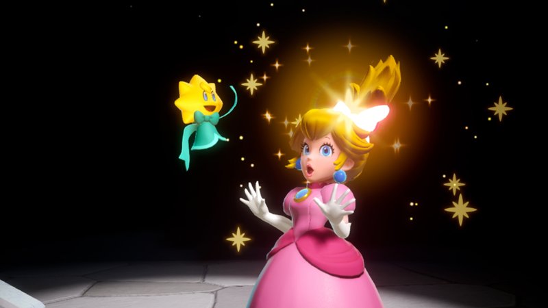 É bem divertido ver a Peach com tantas habilidades diferentes