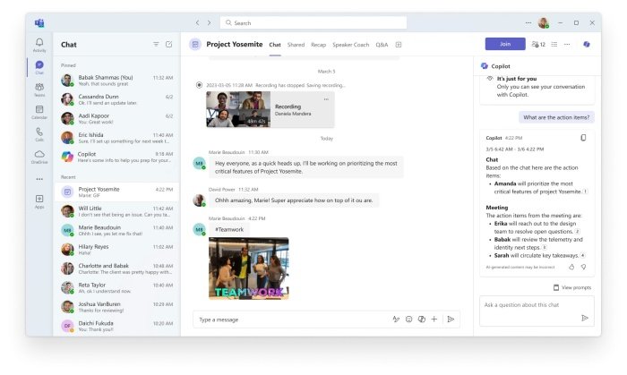 O Microsoft Teams começou a receber recursos de IA recentemente.