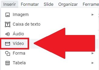 Escolha a opção "Vídeo" para inserir uma mídia ao projeto