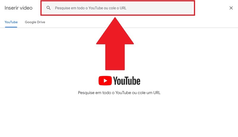 Você pode inserir um vídeo publicado no YouTube