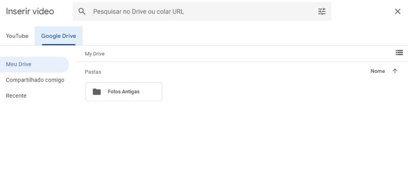 Você também pode usar um vídeo armazenado na nuvem pelo Google Drive