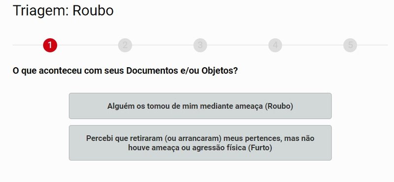 É preciso informar o tipo de ação que resultou em furto ou roubo