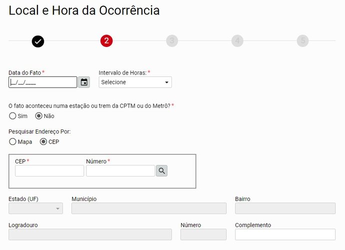 Caso você não tenha detalhes do local do roubo, é possível usar o Mapa para marcar o local da infração