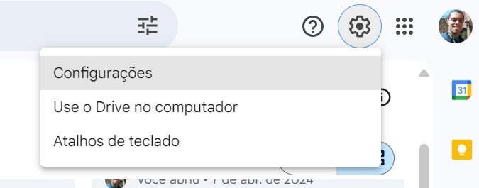 Acesse as configurações para verificar se os seus arquivos do WhatsApp estão guardados dentro do Google Drive. (Fonte: TecMundo/Reprodução)